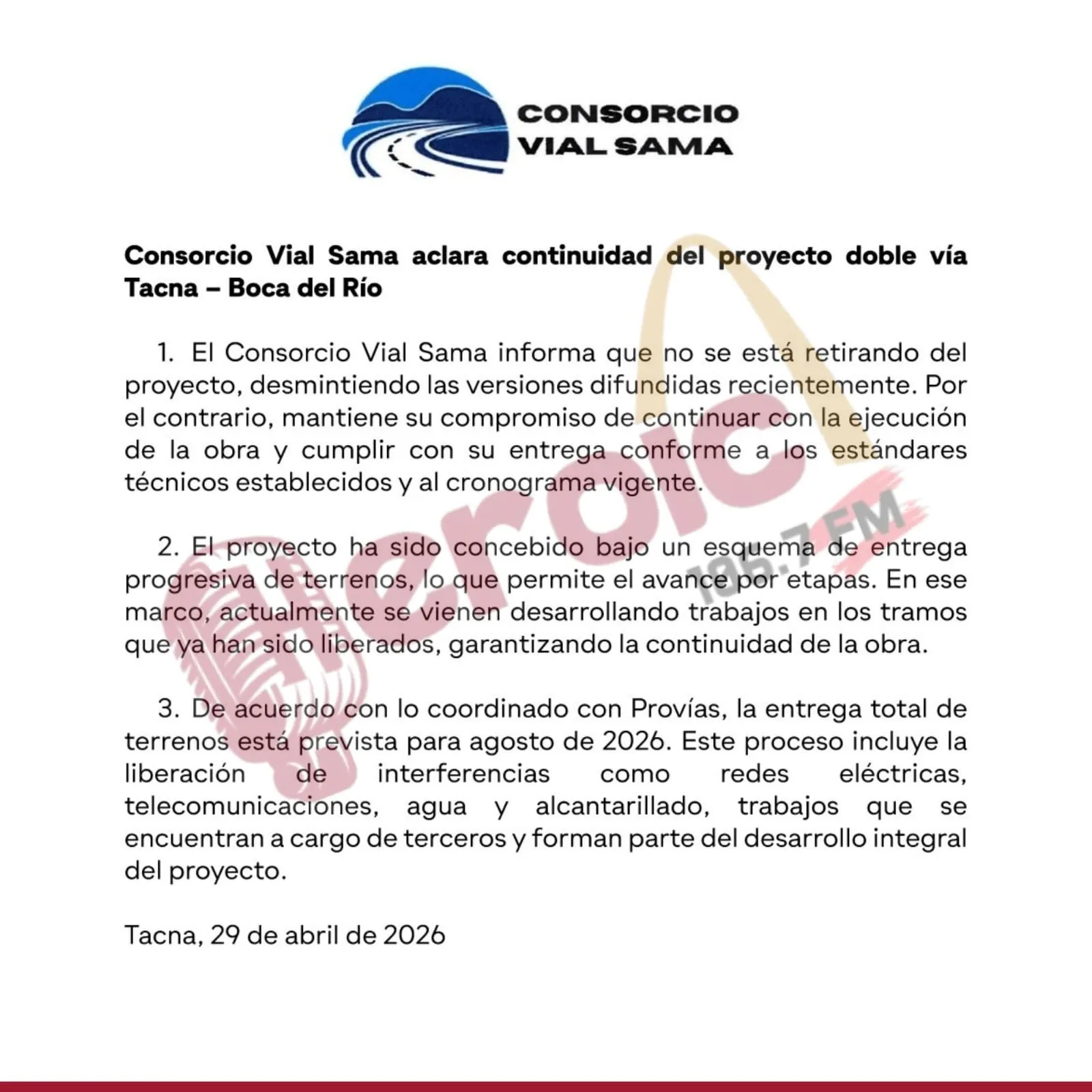 𝐂𝐎𝐍𝐒𝐎𝐑𝐂𝐈𝐎 𝐃𝐄𝐒𝐌𝐈𝐄𝐍𝐓𝐄 𝐏𝐀𝐑𝐀𝐋𝐈𝐙𝐀𝐂𝐈𝐎́𝐍 𝐘 𝐀𝐒𝐄𝐆𝐔𝐑𝐀 𝐂𝐎𝐍𝐓𝐈𝐍𝐔𝐈𝐃𝐀𝐃 𝐃𝐄 𝐋𝐀 𝐃𝐎𝐁𝐋𝐄 𝐕𝐈́𝐀 𝐓𝐀𝐂𝐍𝐀–𝐁𝐎𝐂𝐀 𝐃𝐄𝐋 𝐑𝐈́𝐎